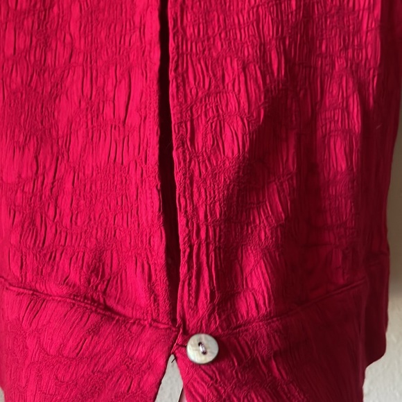 Vintage K Studio red cropped short sleeve button blouse with open back - Picture 6 of 6